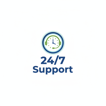 24/7 Support Logo pure white backgorund