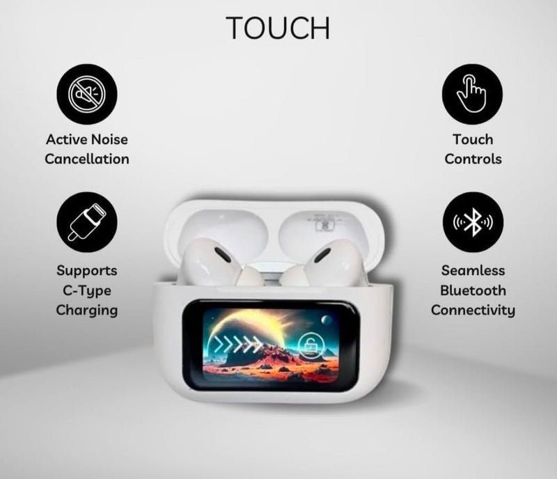A9 Touch Screen Airbuds Super Quality Buzzer Edition White