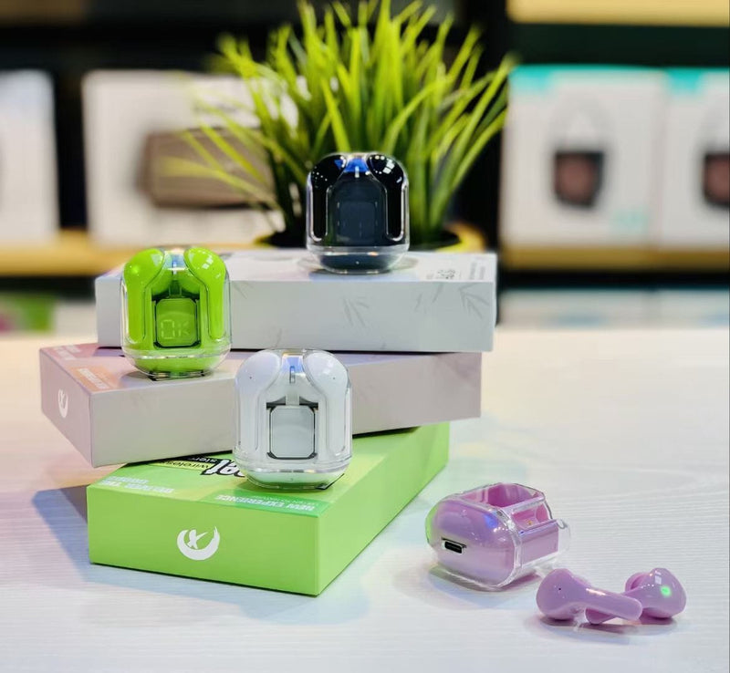 Air31 Transparent Earbuds – Bluetooth 5.3 with Carry Pouch